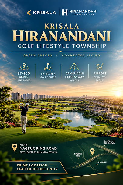 Krisala Hiranandani Golf Lifestyle Township location near Samruddhi Mahamarg, Nagpur